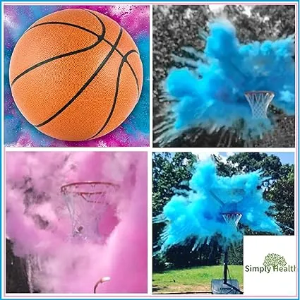 Gender Reveal Basketball Pink and Blue Powder Kit for Baby Boy Girl Party | Spill Proof | 1 Basketball Shell + 2 Color Packs | Non Transparent