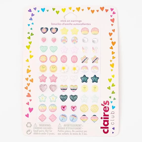 Stick on Earrings for Little Girls Gems Diamond Sticker Earrings Self-Adhesive Glitter Craft Crystal Stickers 300Pcs