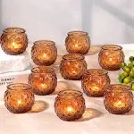 Amber Votive Candle Holders Set of 24- Round Glass Candle Holders Bulk for Ta...