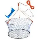 Palmyth Wire Grid Bottom Crab Nets Two Ring Crab Kit with Harness and Bait Clip 24” X 20” X 12”