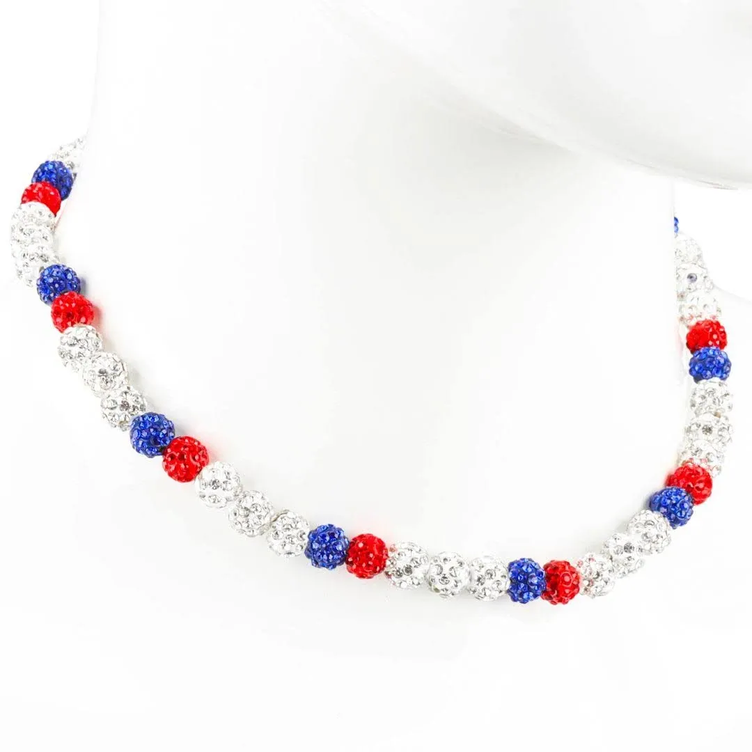 Ice Collection Necklace - Athletic-Inspired Jewelry for Competitive Ball Players and Athletes, Stylish Sports Accessory (18 Inch, Warrior | Red/White/Blue)