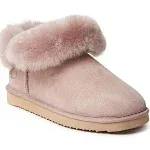 Fireside by Dearfoams Women's Perth Genuine Shearling Foldover Boot - Dusty Pink Size 10