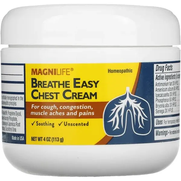 MagniLife, Breathe Easy, крем для груди, без запаха, 113 г (4 унции)