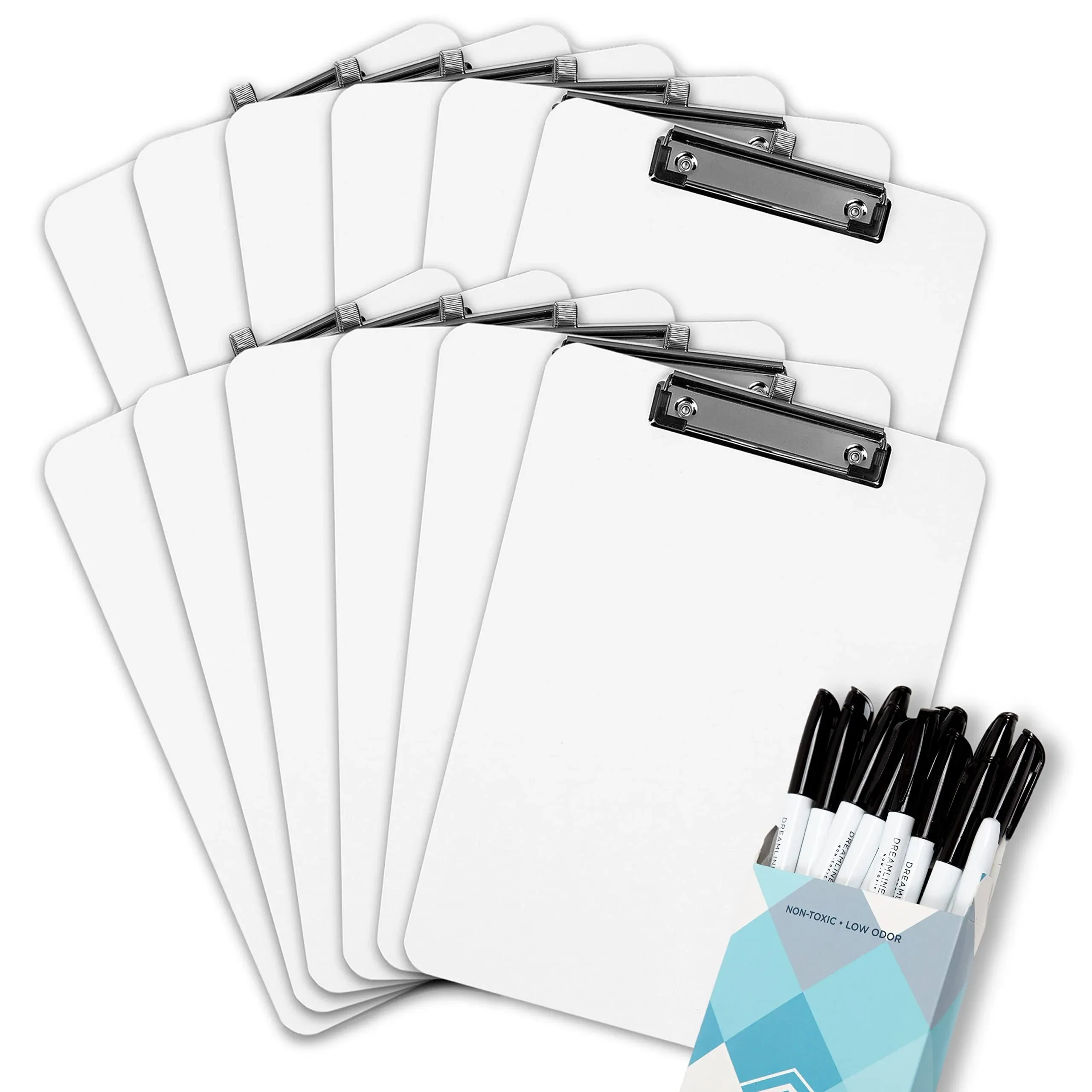 Dry Erase Clipboard (12pc Set) with White Board Markers | Small White Board D...