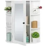 HomGarden Mirror Door Wall-Mount Bathroom Cabinet, Medicine Cupboard White, 6.5” W