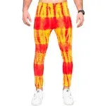 Costume Agent Red and Yellow Tie-Dye Wrestling Legging Tights Pants (Adult Large)