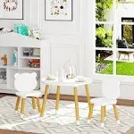 Utex Kids Wood 3-Piece Table and Chair Set - White