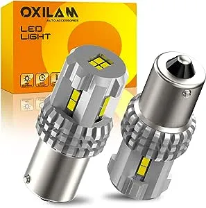 OXILAM Upgraded 1156 LED Bulbs Reverse Light, 6000K White 400% Brightness 3000 Lumens, BA15S 7506 1003 1141 P21W LED Bulb Used for Backup Tail Brake Turn Signal Blinker Lights, 2PCS