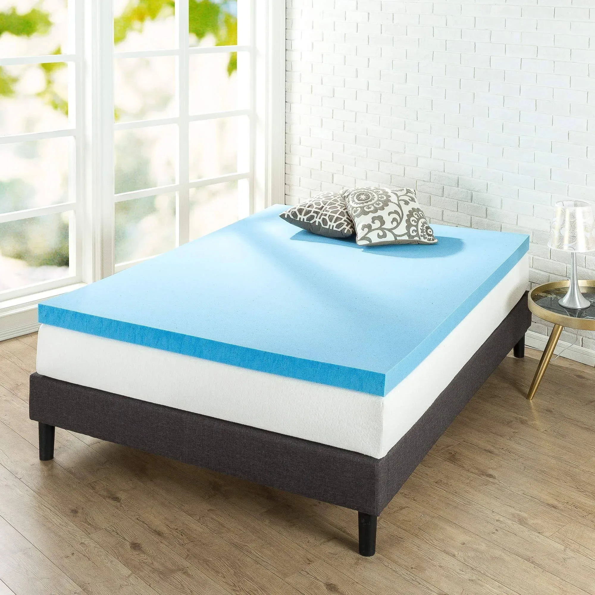 Zinus 3 inch Green Tea Cooling Gel Memory Foam Mattress Topper, Full