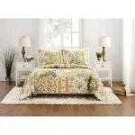 Modern Heirloom Floral Patch 3 Piece Quilt Set, Full/Queen - Ivory