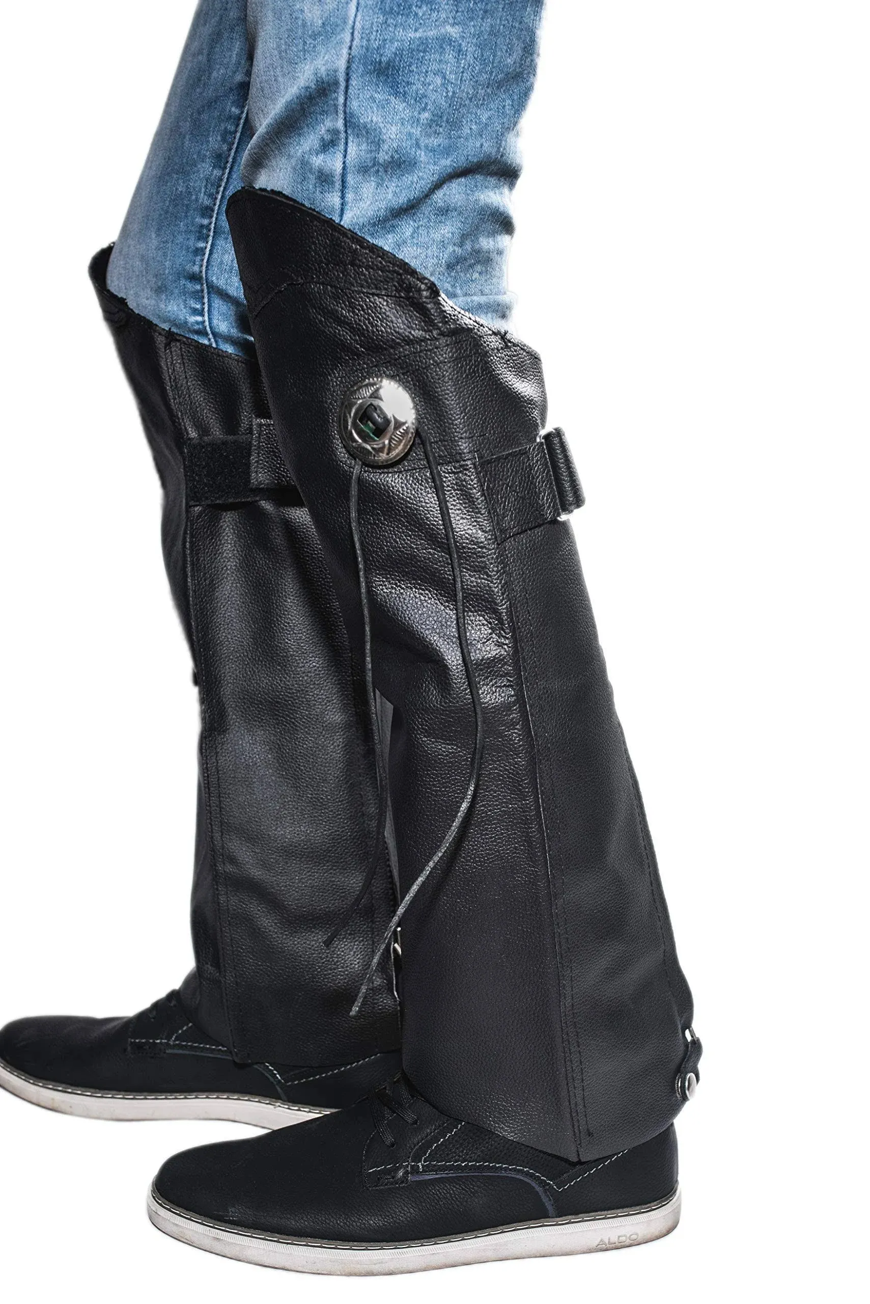 The Nekid Cow Leather Leg Cover Half Chaps | Zipper & Velcro Short Gaiter Stay Up ...