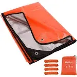 RedSwing Heavy Duty Survival Blanket Waterproof Emergency Thermal Tarp Multipurpose Reflective Insulated All Weather Blankets for Camping Hiking Orang