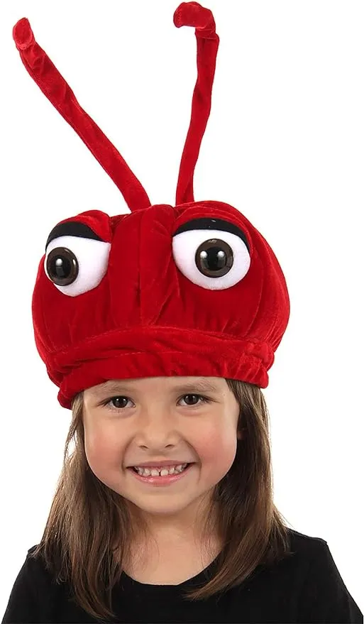 Kid's Soft Ant Hat - Velvet Beret Style Hat with Antennae and Eyes