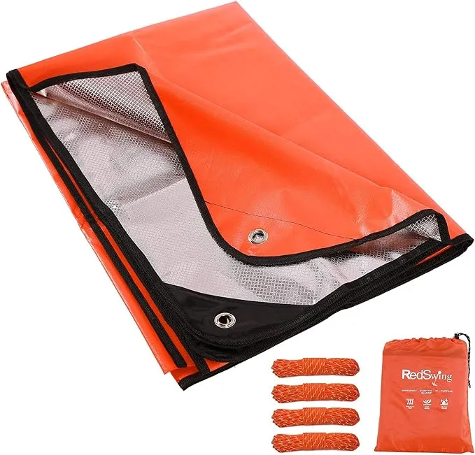 RedSwing Heavy Duty Survival Blanket, Waterproof Emergency Thermal Tarp, Multipurpose Reflective Insulated All Weather Blankets for Camping Hiking, Orange