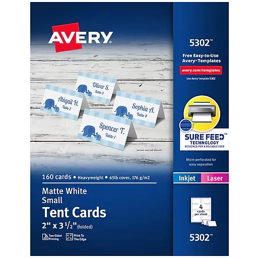 Avery Small Tent Card White 2 x 3.5 5302