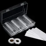 41mm Coin Capsules with Foam Gasket and Plastic Storage Box for Coin Collectio