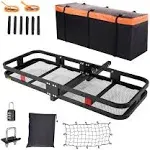 VEVOR 60x24x6 in Hitch Mount Cargo Carrier, 500lb Capacity Folding Trailer Hitch