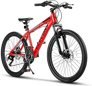 24 in. Steel Mountain Bike with 21-Speed in Red for Teenagers