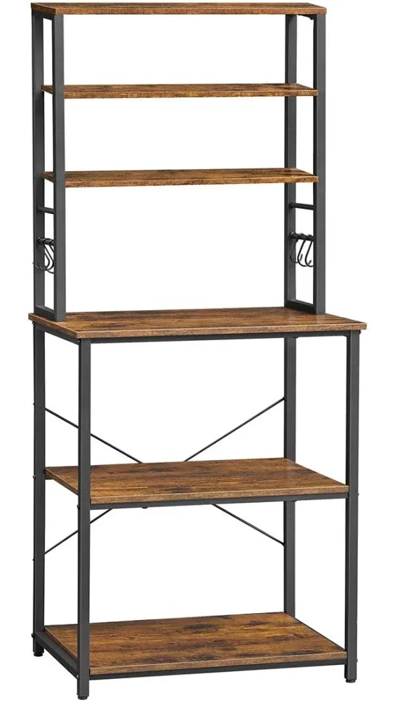 VASAGLE Coffee Bar with 6-Tier Shelves 15.7 x 23.6 x 65.7 Inches