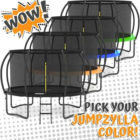 Jumpzylla Trampoline 8ft 10ft 12ft 14ft Trampoline with Enclosure - Recreational Trampolines with Ladder and Galvanized Anti-Rus, Rust