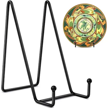 Mocoosy 2 Pack 4 Inch Plate Stands for Display - Black Iron Easel Plate Holder Display Stands Metal Frame Holder Stands for Pictures, Photo, Decorative Plate Dish and Tabletop Art