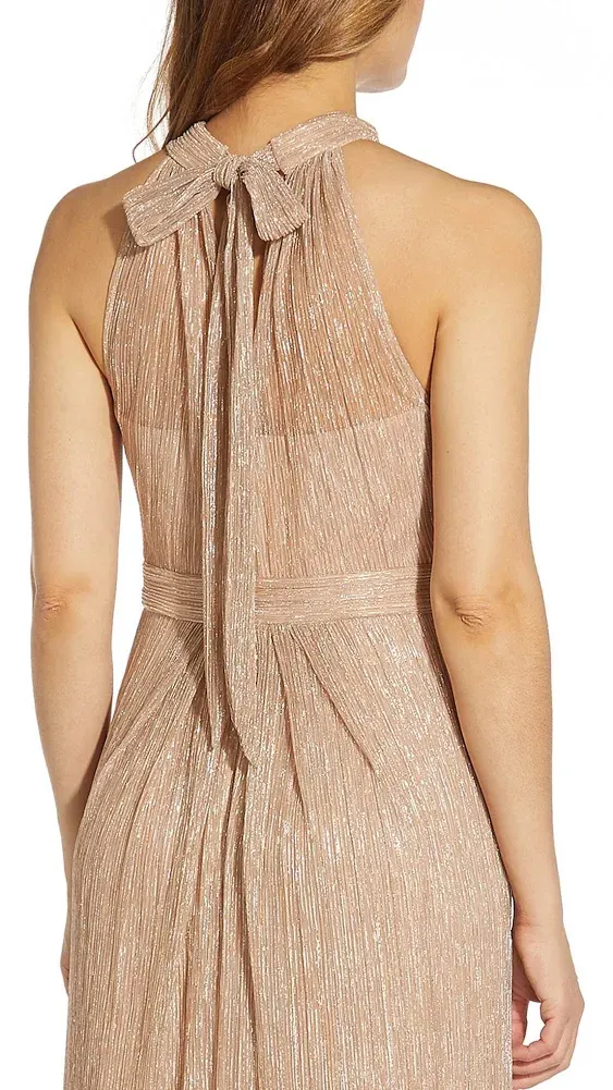 NWT Adrianna Papell halter gown size 12 champagne gold