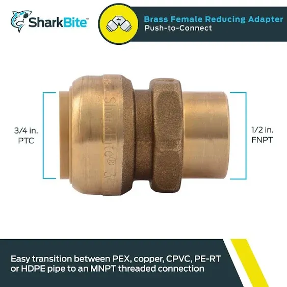 SharkBite Push to Connect 3/4 in. PTC each X 1/2 in. D FNPT Brass Adapter