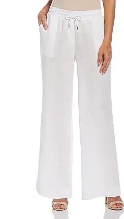 "Women's Wide Leg Drawstring Linen Pant"