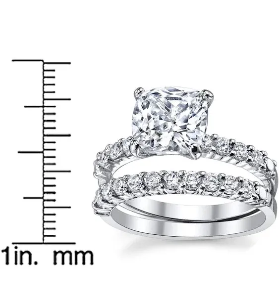 Women's 2.5Ct Wedding Engagement Ring Band Set Sterling Silver 925 CZ