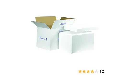 Boxes Fast BF261C Insulated Shipping Box with Foam Container, 19" x 12" x 12 1/2", Large, White