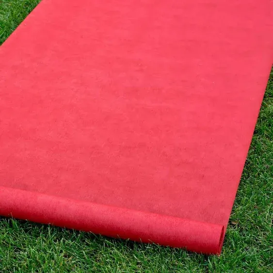 HBH™ Blank Aisle Runner With Pull Cord, 36" x 100', Red | Staples