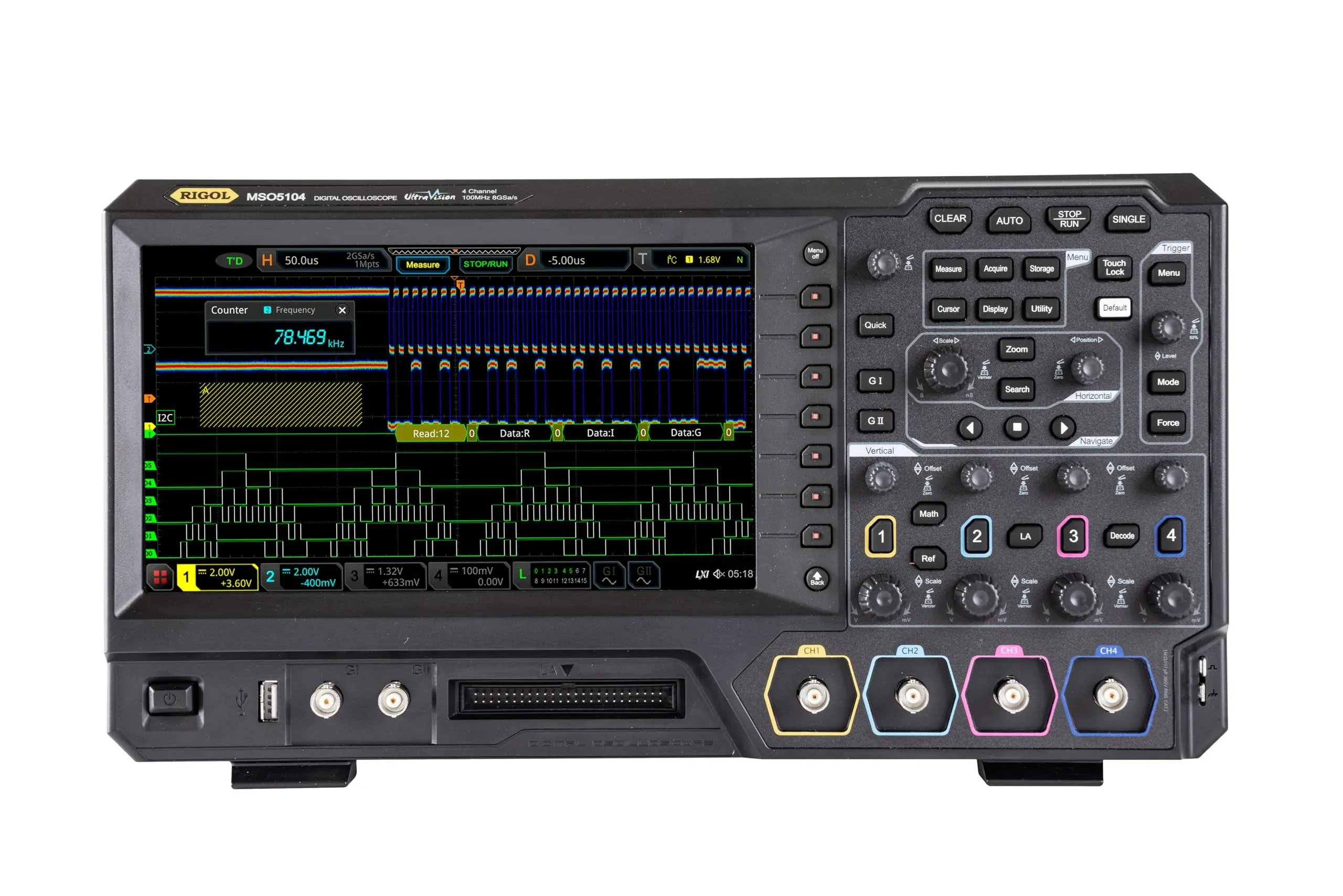 Rigol MSO5104 100 MHz Mixed Signal Oscilloscope with 4 Analog Channels and Ultravision II High-Speed Oscilloscope with MSO5000-BND Option Bundle