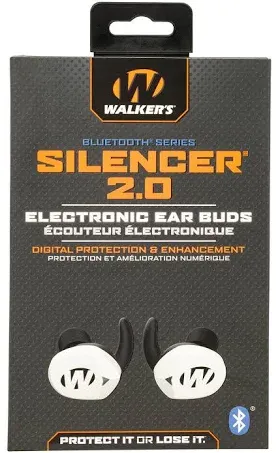 Walker's GWPSLCR2BTWHT Silencer 2.0 Polymer in The Ear White Adult