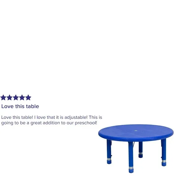 Emma + Oliver 33" Round Natural Plastic Height Adjustable Activity Table - School ...