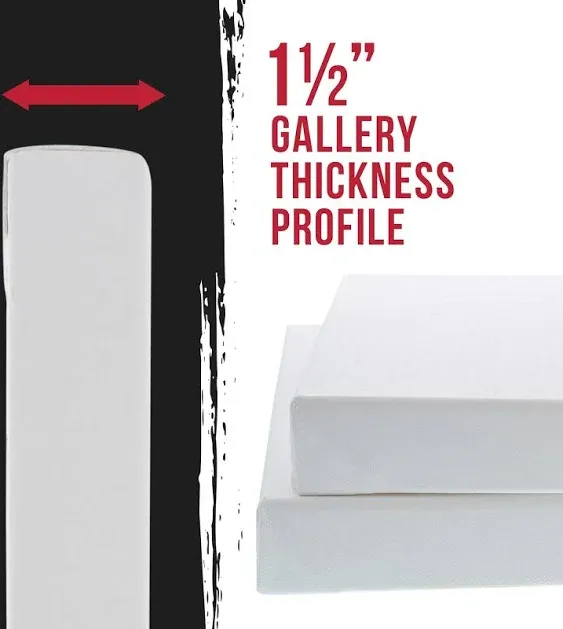 U.S. Art Supply 24" x 48" Gallery Depth 1-1/2" Profile Stretched Canvas 2-Pack - Acrylic Gesso Triple Primed 12-Ounce 100% Cotton Acid-Free Back