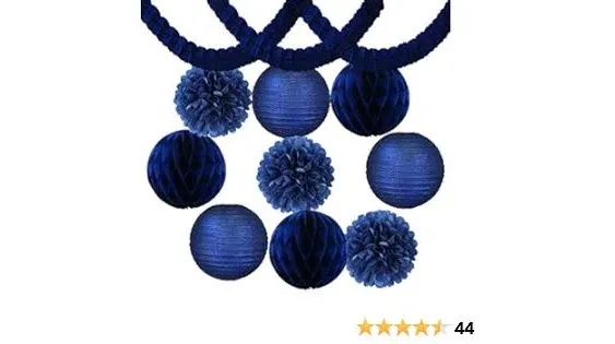 MRMSLI 12pcs Nautical Party Decor Set Tissue Paper Pom Pom + Streamers Garland + ...