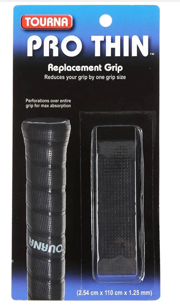 Tourna Pro Thin Replacement Grip, 2.54 cm x 110 cm x 1.25 mm - Black