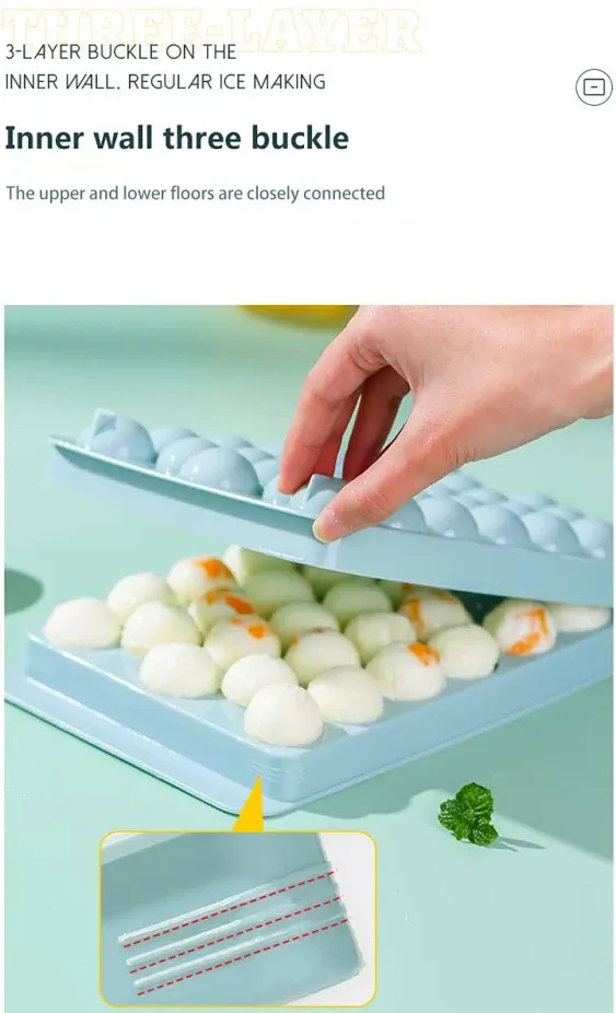 NUOYANG Round Ice Cube Tray with Lid Ice Ball Maker Mold for Freezer with Con...