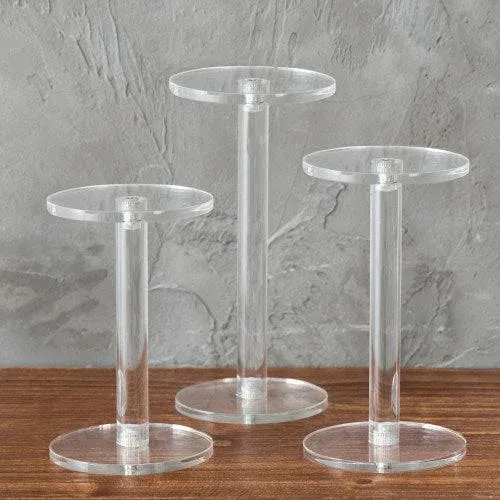 Clear Round Acrylic Display Riser Stands, Set of 3