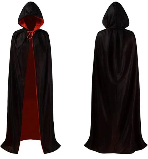 OurLore Black and Red Reversible Halloween Christmas Cloak Masquerade Party Cape ...