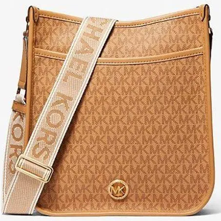 Michael Kors Luisa Large Signature Logo Messenger Crossbody Bag - Pale Peanut