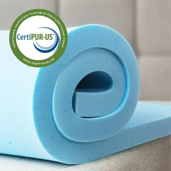 ZINUS 3 Inch Green Tea Cooling Gel Memory Foam Mattress Topper / Cooling Gel Foam / CertiPUR-US Certified, Full, Blue