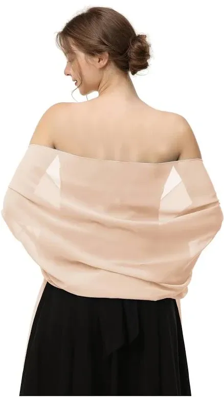 Chiffon Shawls and Wraps for Evening Dresses Women Elegant Soft Scarf Bridal ...