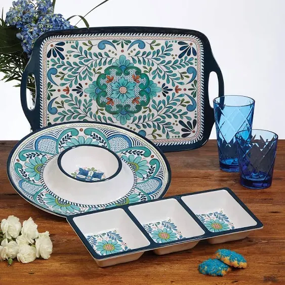 Cerified International Talavera 5-Piece Melamine Salad/Serving, Set, Multicolored