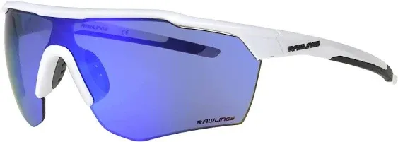 Pitch Perfect Shield Youth Baseball Sunglasses, Shiny White/Sky Blue Mirror, ...