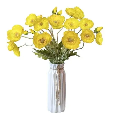 Artificial Flowers 5pcs Poppies Flowers Artificial Silk Flowers for Home Office ...