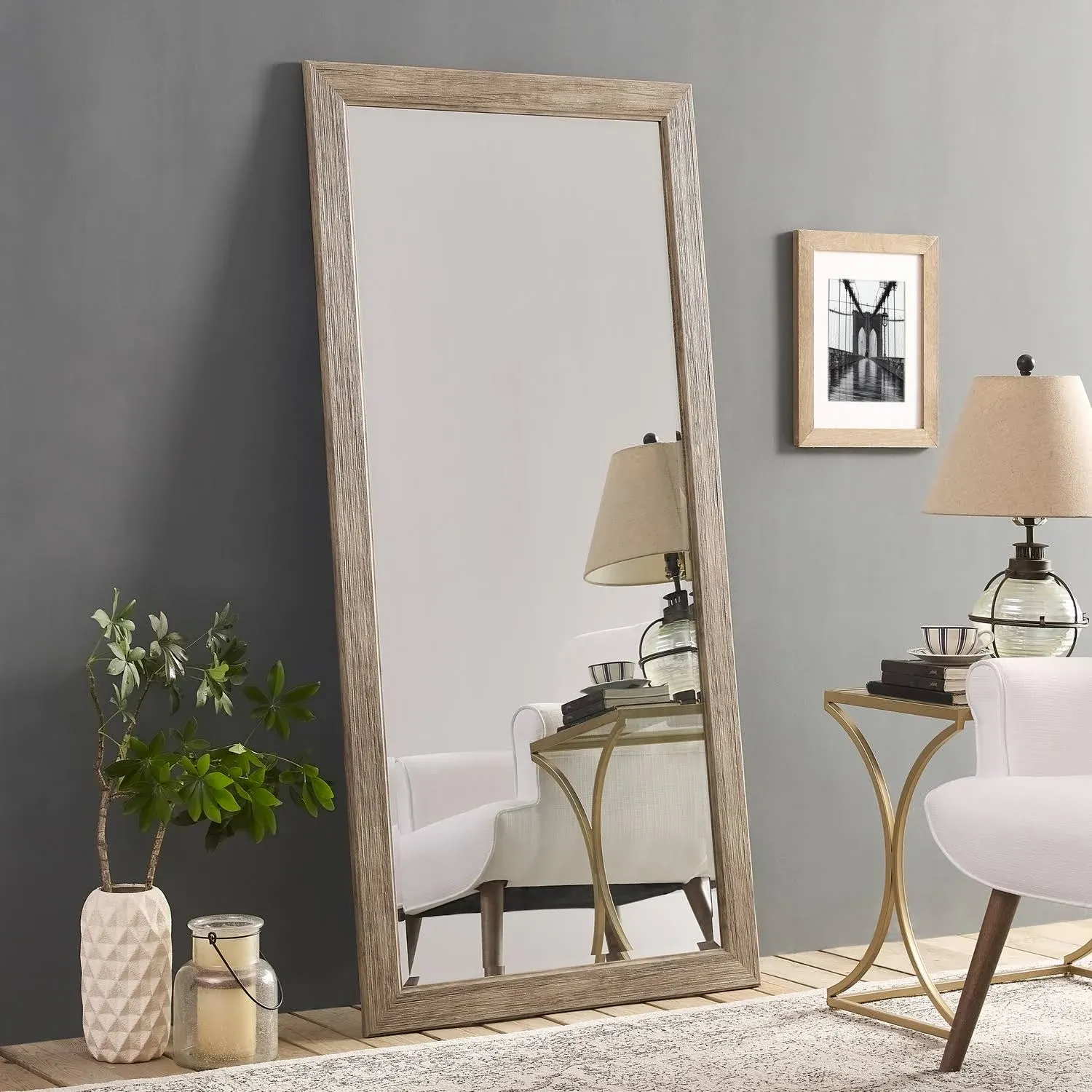 Naomi Home Rustic Mirror;Natural;66" x 32"