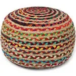 · REDEARTH · Round Pouf Ottoman - Braided Boho Poof Home Décor Pouffe Accent Sitting Circular Foot Rest for Living Room, Bedroom, Nursery, Kidsroom, L