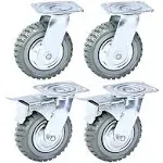 Nisorpa 8 inch Caster Wheels Heavy Duty 4 Pack Anti-Skid Rubber Swivel Caster Mute with 360 Degree Ball Bearing Castors Top Plate 2pcs Locking Swivel N148