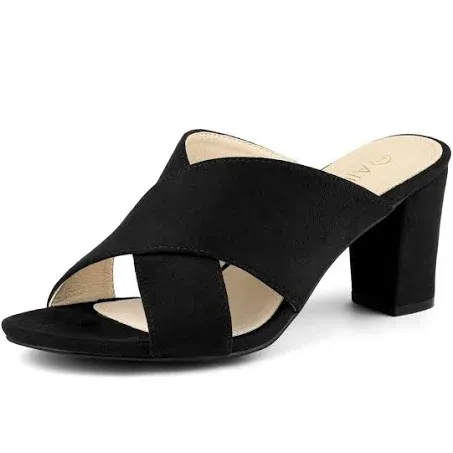 Unique Bargains Allegra K Women's Crisscross Strap Block Heel Mules Slide Sandals ...